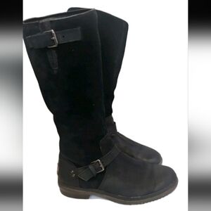 UGG Women's Thomsen Black Suede Waterproof Tall Riding Boots Size 8.5